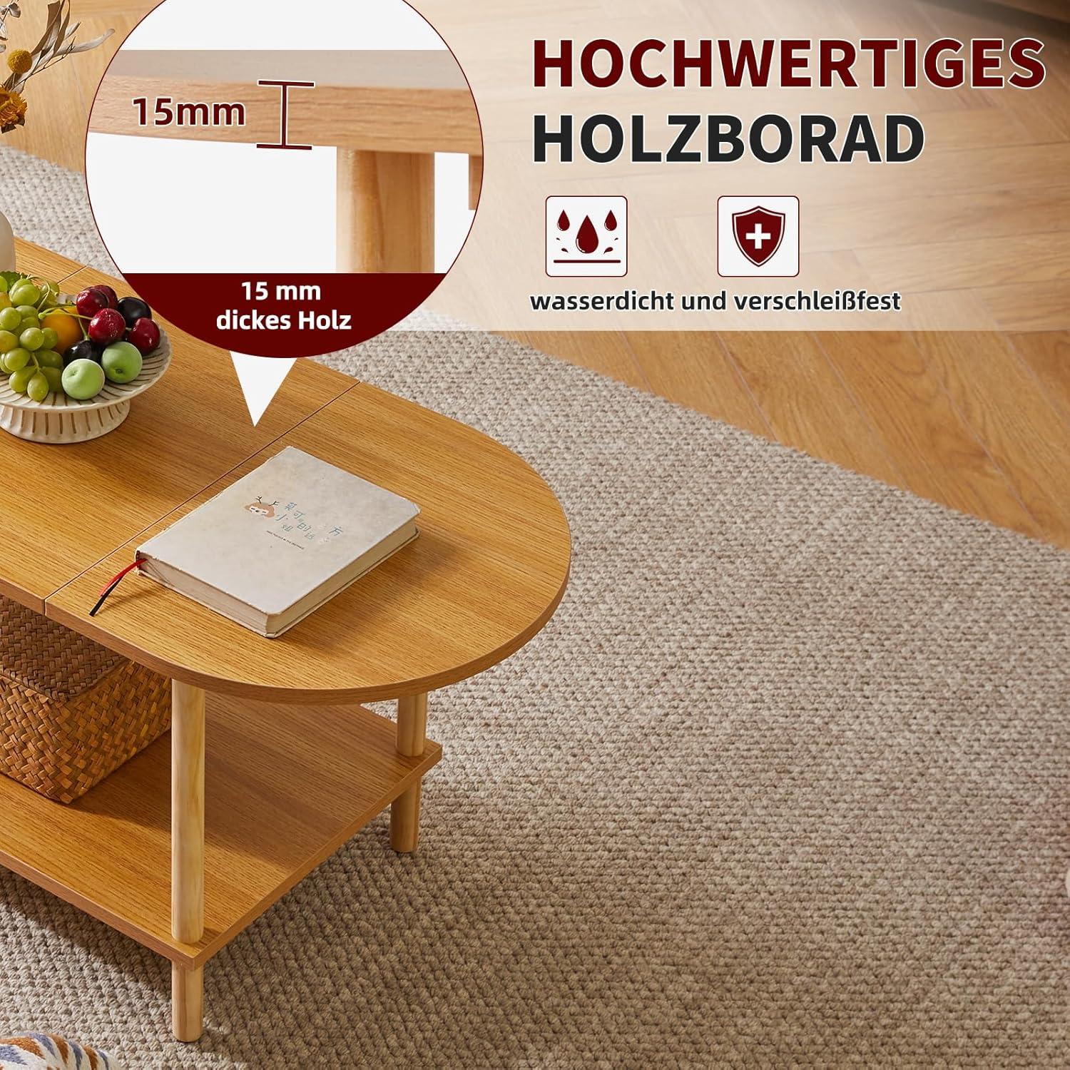 Aibiju 2-stufiger Teetisch Holz Spleißdesign Wohnzimmer Couchtisch TV-Tisch 35x16x17 Zoll