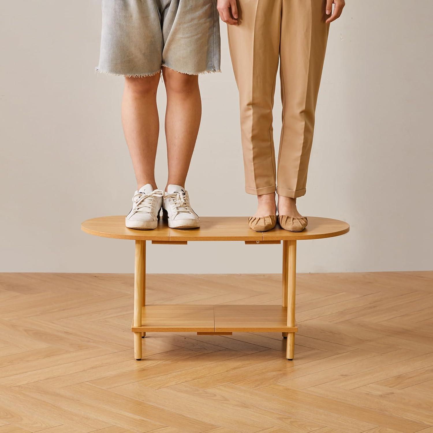 Teetisch Spleißdesign 2-stufiger Couchtisch Wohnzimmer TV-Tisch