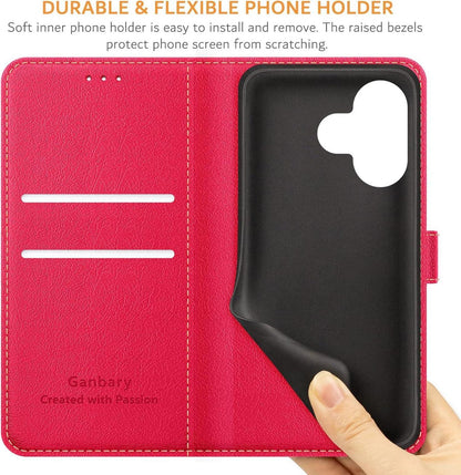 Klapphülle Xiaomi Redmi 13 4G Leder Hülle Kartenfächer Magnet Rot