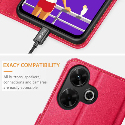 Leder Handyhülle für Xiaomi Redmi 13 4G / Poco M6 4G - Rot