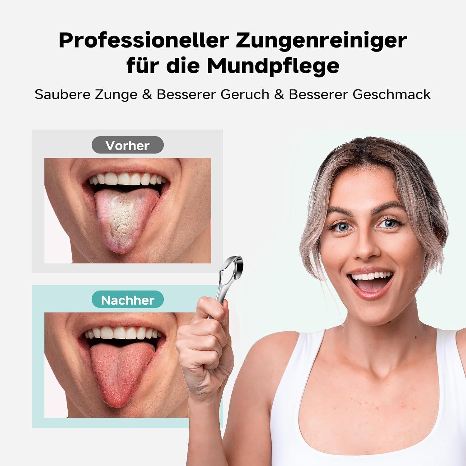 Zungenschaber mit Reiseetui aus Metall Tongue Scraper Cleaner