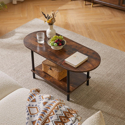 Kleiner Couchtisch Holz 2 Etagen Ablagen Modern Dunkelbraun