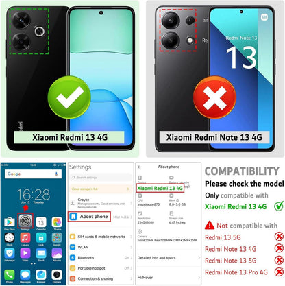 Xiaomi Redmi 13 4G Hülle: Premium Leder Klapphülle, Schwarz
