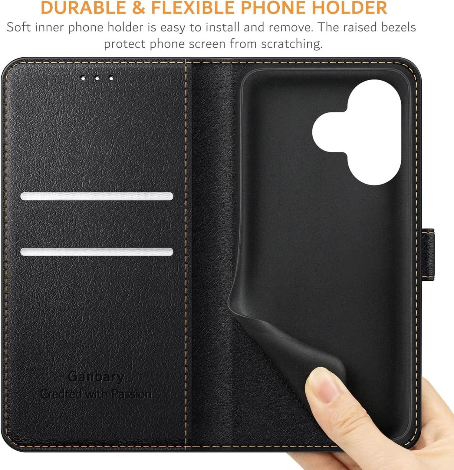 Leder Handyhülle Xiaomi Redmi 13 4G Magnet Klapphülle Schwarz