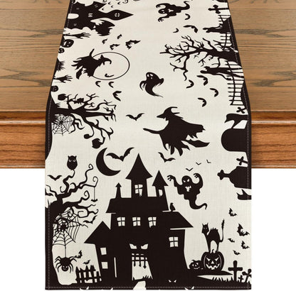 Halloween Tischläufer Spooky Haunted House Witch 40x180 cm