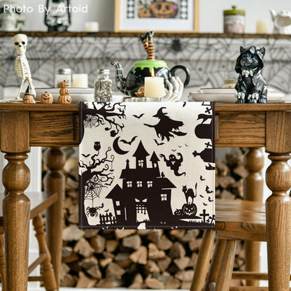 Artoid Mode Spooky Halloween Tischläufer Schwarz-Weiß 40x180