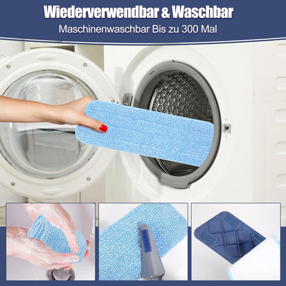 Bodenwischer Sprühfunktion Nass Trocken Wischmopp 3 Mikrofaser Pads