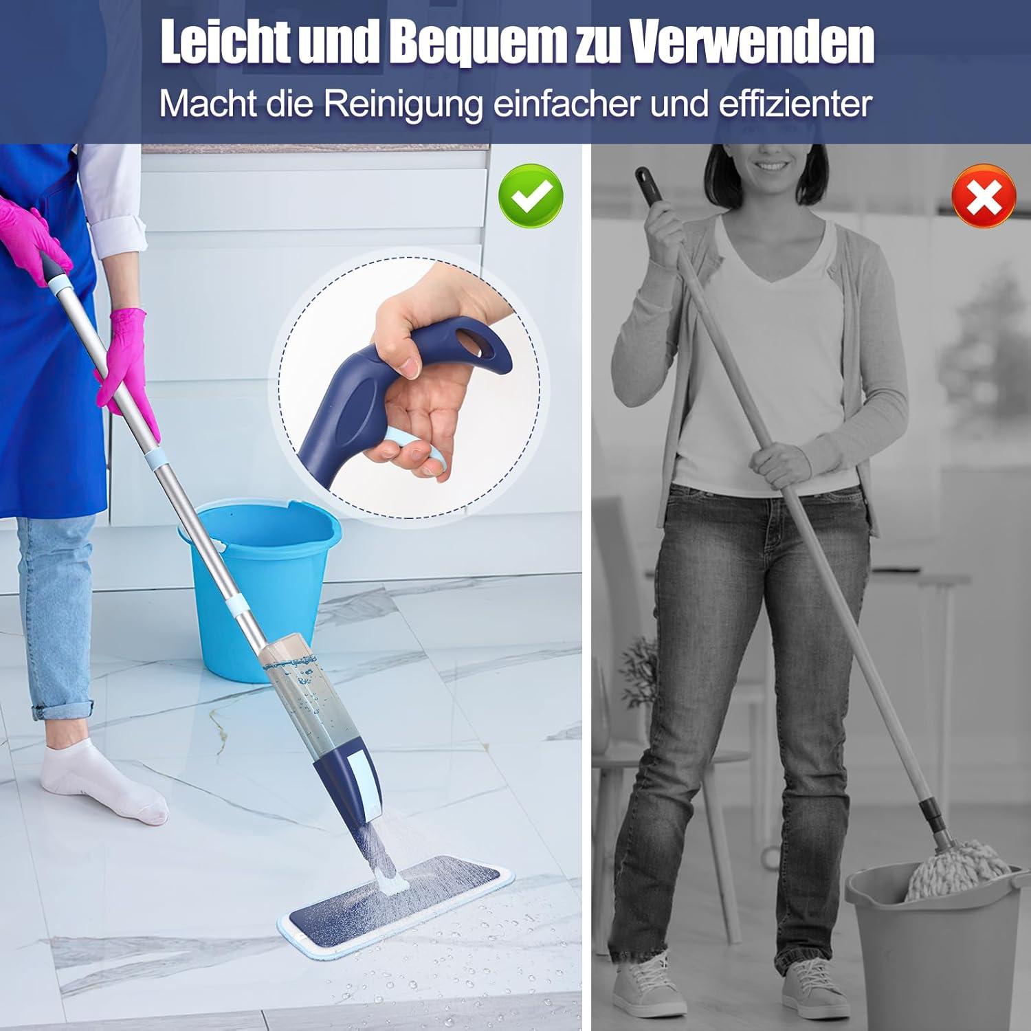 Sprühender Bodenwischer Nass Trocken Wischmopp 400ML Wassertank