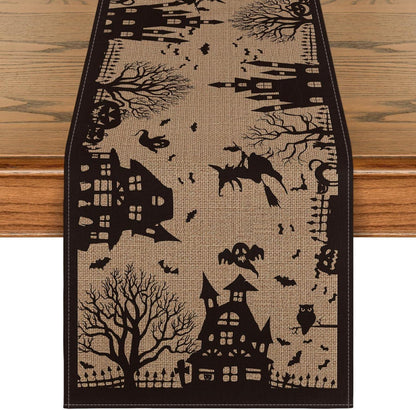 Halloween Tischläufer Spooky Haunted House Dekor 40x180 cm Schwarz