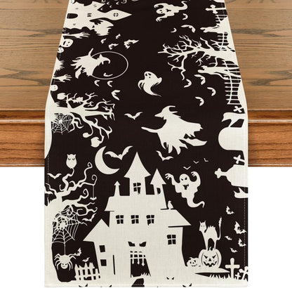 Halloween Spooky Witch Haunted House Tischläufer 40x180 cm