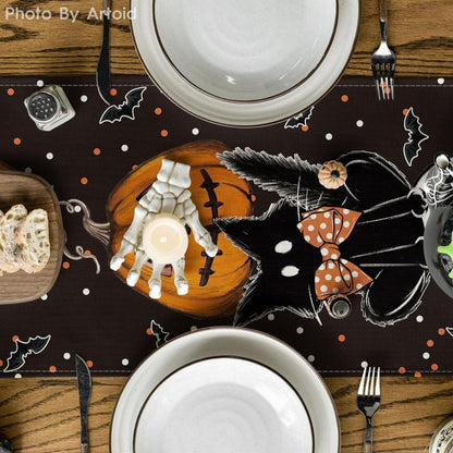 Halloween Tischläufer Polka Dot Ghost Kürbisse Katze Boo 40x100cm