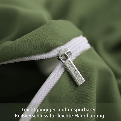 Bettwäsche-Set 155x220 cm Olivgrün Mikrofaser mit Reißverschluss
