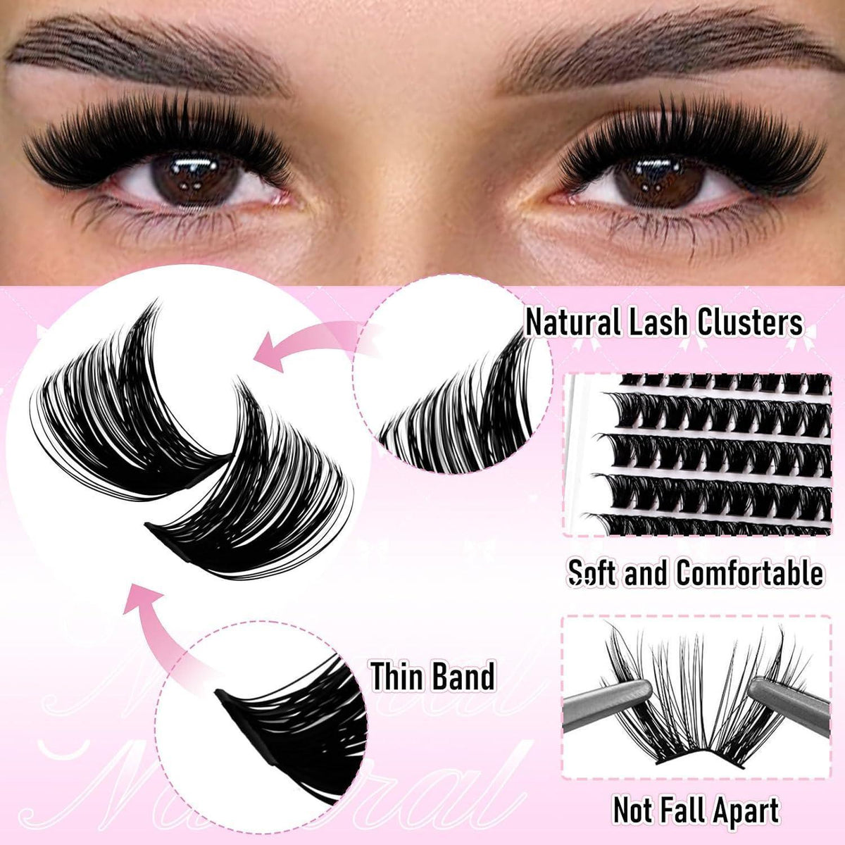 DIY Wimpern Extensions Set 3er Pack – Cluster & Einzelwimpern 100D