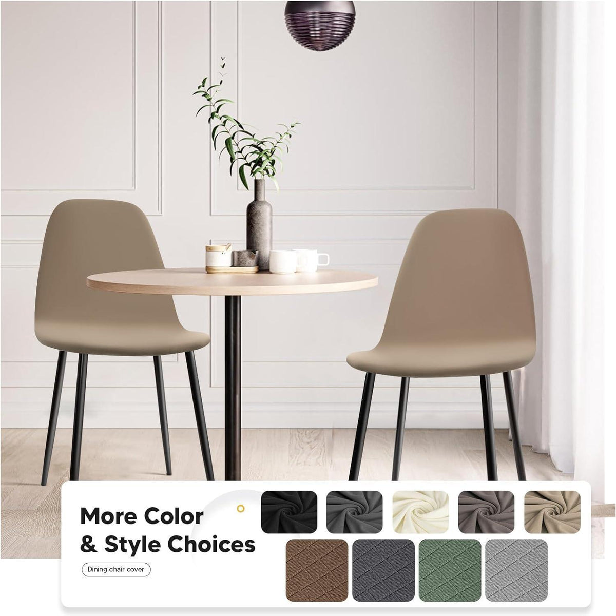 6x Stretch Stuhlhussen Khaki – Universal Passform & Waschbar