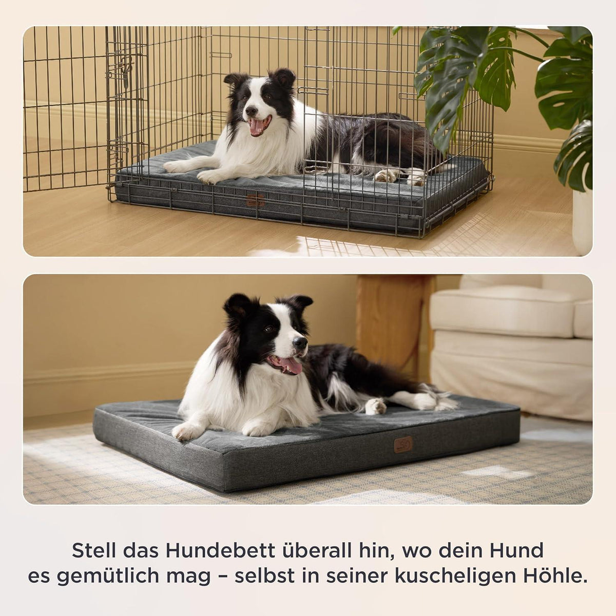 Orthopädisches Hundebett L 120x74cm Dunkelgrau mit Memory Schaum