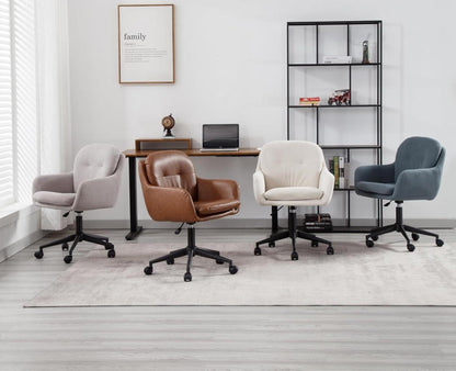 Bürostuhl Chenille Modern 360° Drehstuhl verstellbar Armlehnen Blau