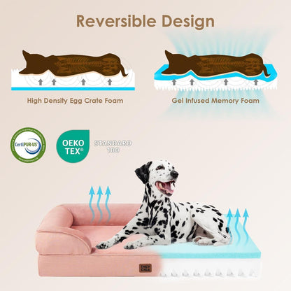 Orthopädisches Hundebett XXL Rosa mit Memory Foam und hohem Rand