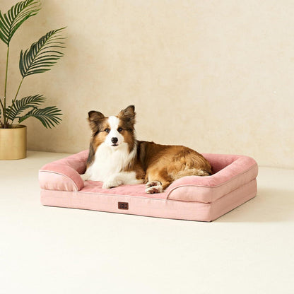 Orthopädisches Hundebett mit Memory Foam, Rosa L
