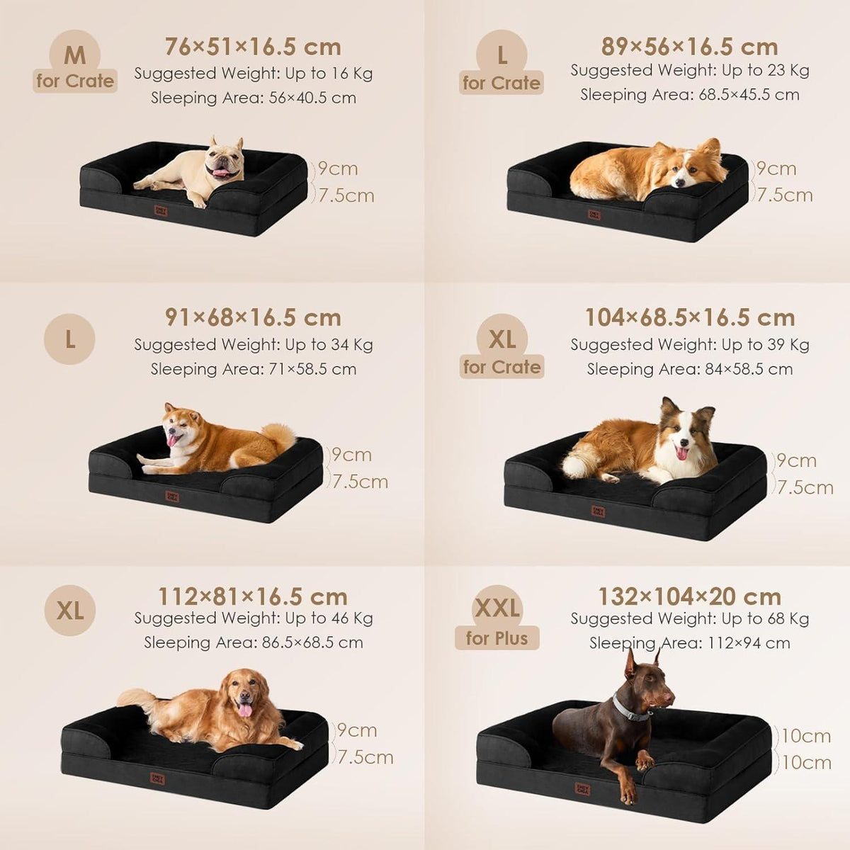 Orthopädisches Hundebett XXL mit Memory Foam, waschbar, wasserdicht