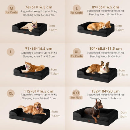 Orthopädisches Hundebett XXL mit Memory Foam, waschbar, wasserdicht