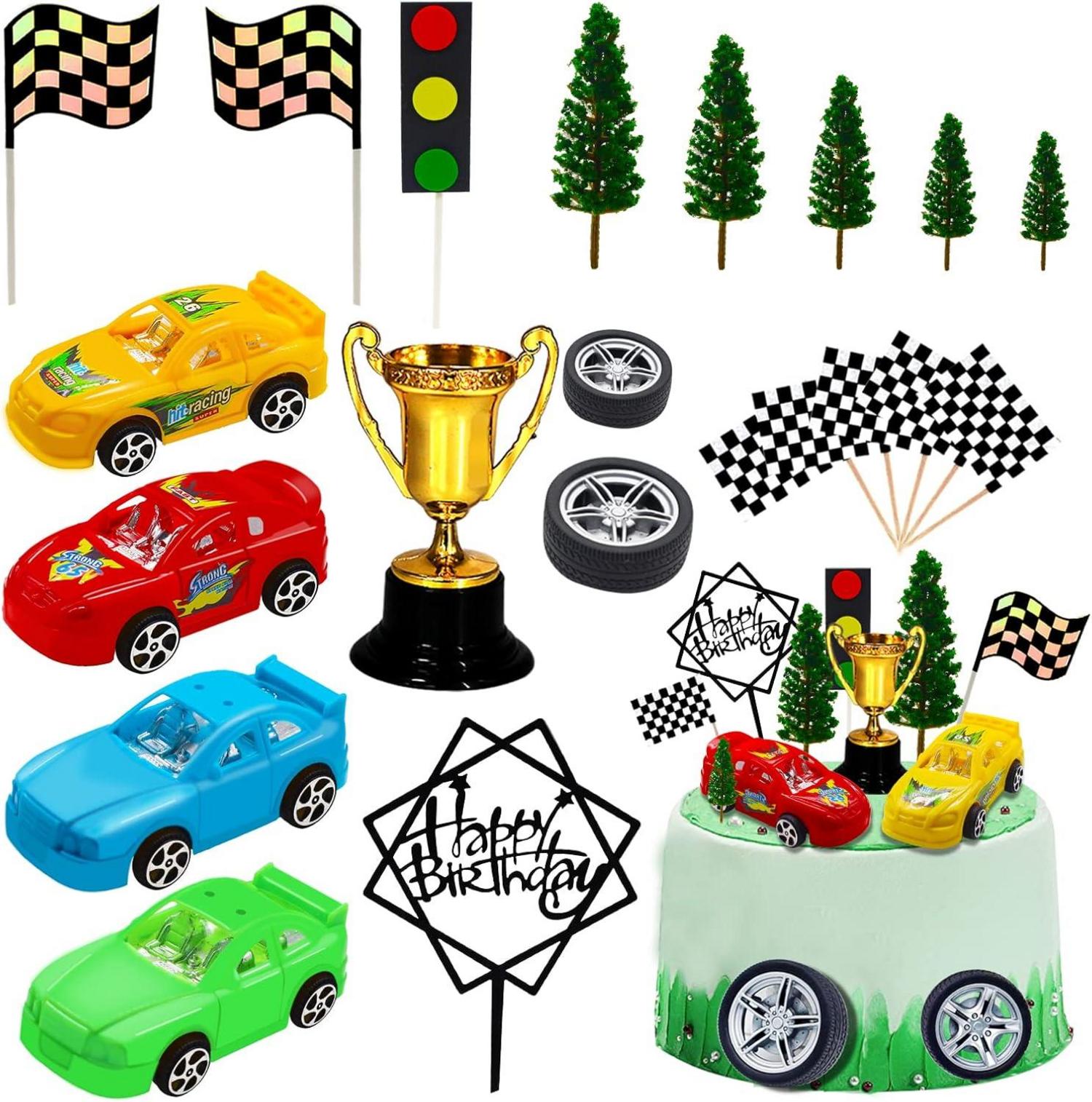 Racing Car Cake Decorations Set 38pcs Birthday Party Supplies