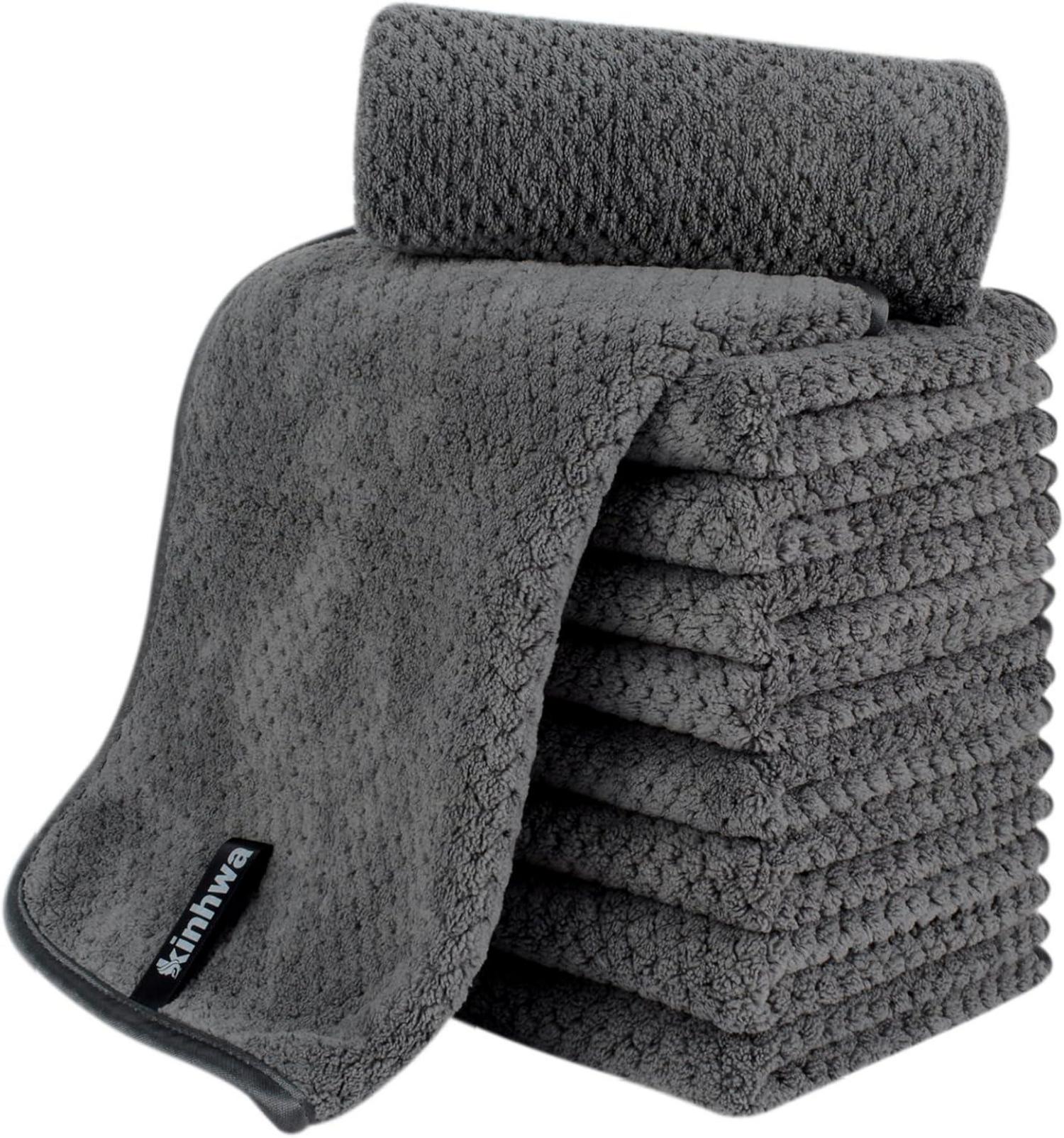 Mikrofaser Gästehandtücher 30x50cm 10er Pack Grau Saugfähig