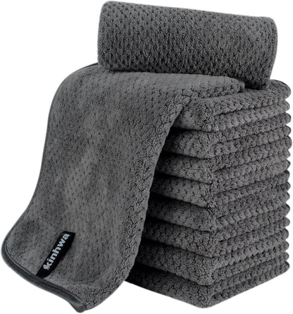 Mikrofaser Gästehandtücher 30x50cm 10er Pack Grau Saugfähig