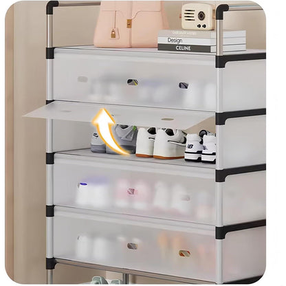 Sifxouped-Schuhregal 5-Tier Weiß Platzsparend & Geschlossen