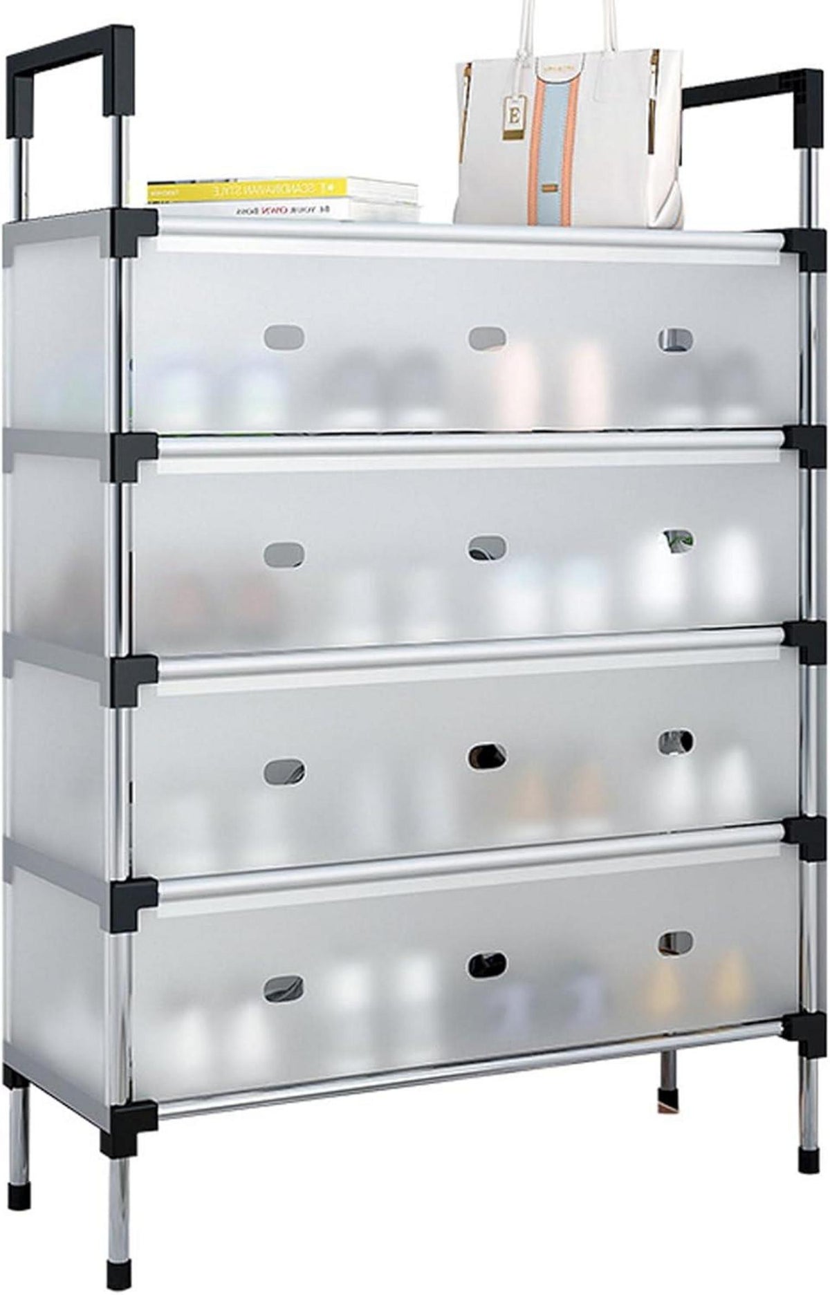 5-Tier Schuhregal Weiß Platzsparend Eingangsbereich Flur 66x29x94CM