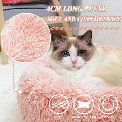Rundes Hundebett Plüsch – Waschbar & Rutschfest, Rosa 120cm