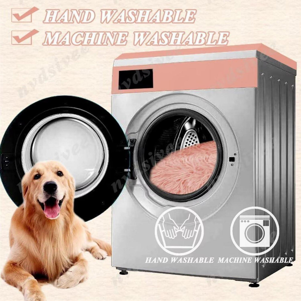 Rundes Hundebett Plüsch – Waschbar & Rutschfest, Rosa 120cm