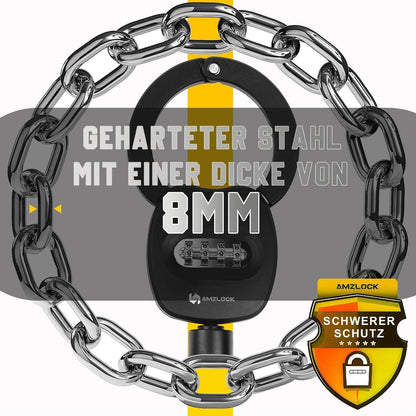 E Scooter Schloss | Zahlenschloss 4-stellig | 8mm Kettenschloss 80cm
