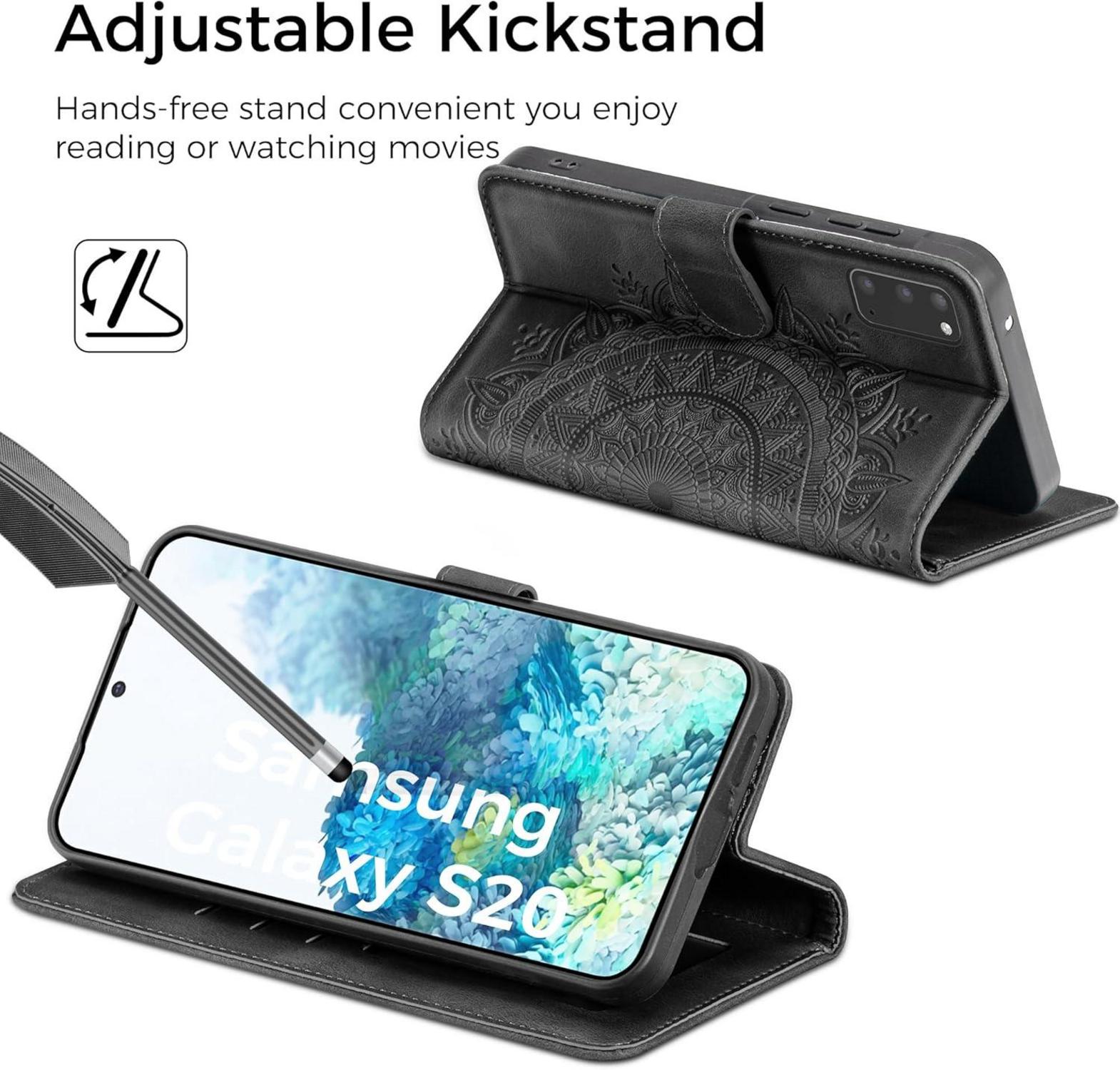 Samsung Galaxy S20 Lederhülle Wallet Case Schwarz
