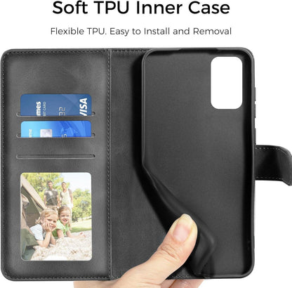 Samsung Galaxy S20 Lederhülle Wallet Case Schwarz Magnet Ständer