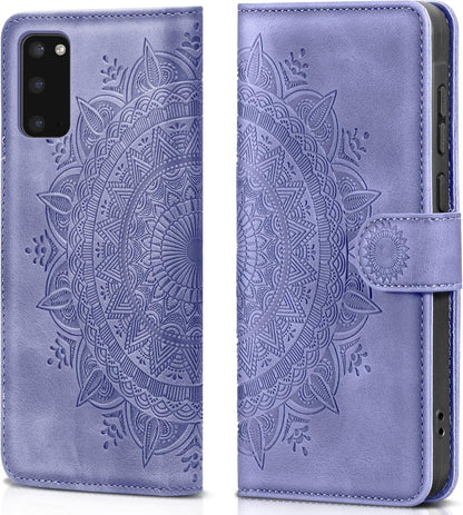 Samsung Galaxy S20 Lederhülle Flip Wallet Case mit Kartenfach und Standfunktion, Lila