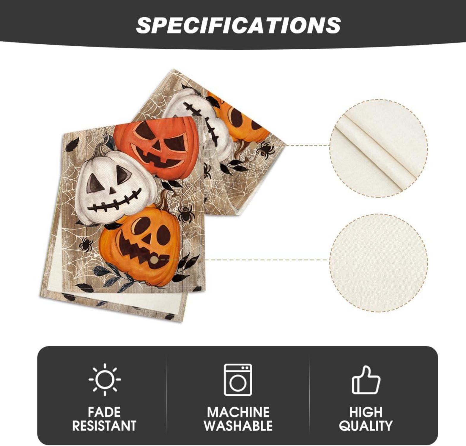 Halloween Tischläufer Kürbisse Spinnennetz 40x180 cm Braun