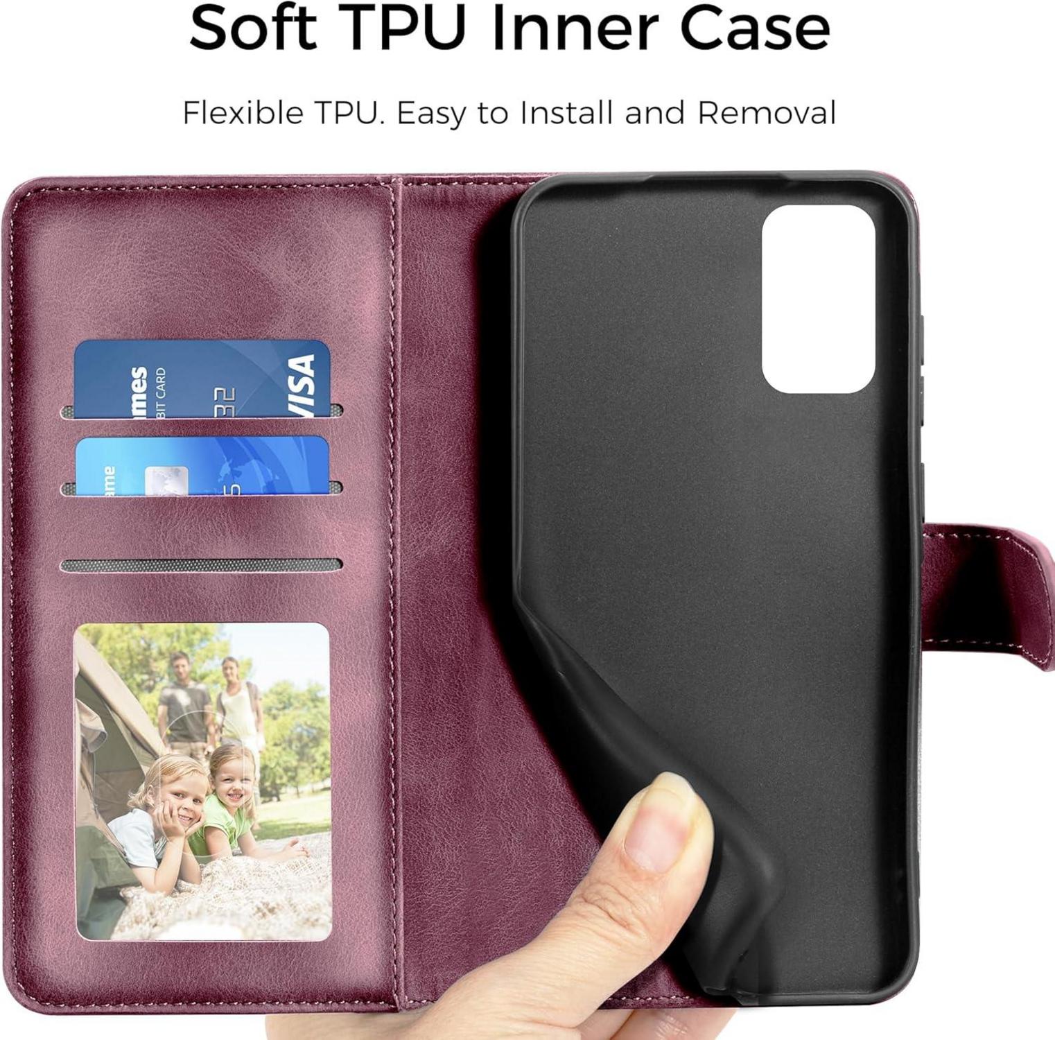 Samsung Galaxy S20 Hülle Wallet Case PU Leder Schutzhülle Weinrot