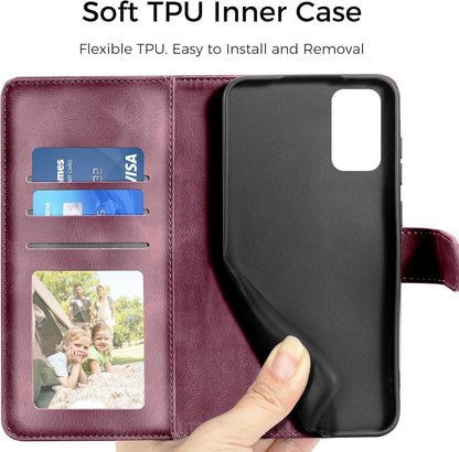 Samsung Galaxy S20 Hülle Wallet Case PU Leder Schutzhülle Weinrot