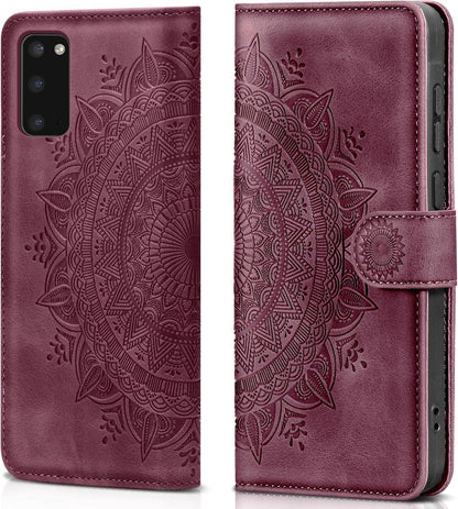 Samsung Galaxy S20 Lederhülle Flip Wallet Case Weinrot Schutzhülle