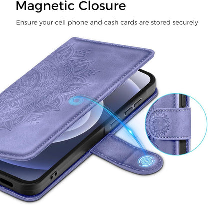 EASDNB iPhone 12/12 Pro Handyhülle Leder Flip Wallet Case, Lila