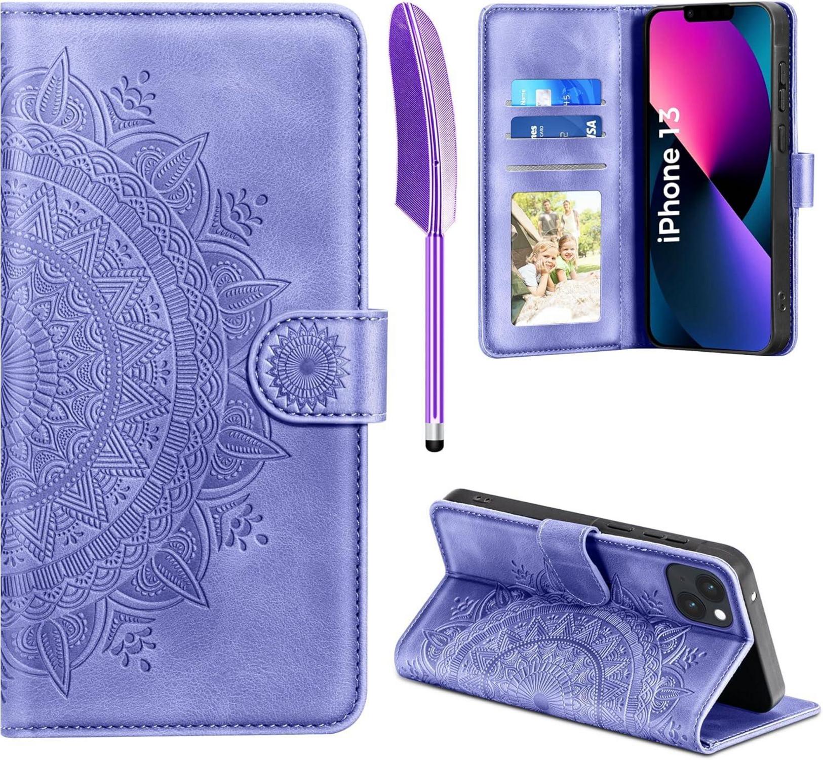 iPhone 13 Flip Wallet Lederhülle mit Kartenfach und Ständer
