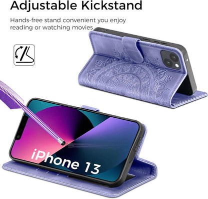 iPhone 13 Flip Wallet Lederhülle mit Kartenfach und Ständer