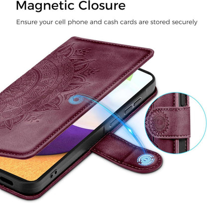 Samsung Galaxy A52S Handyhülle Flip PU Leder Wallet Case Weinrot