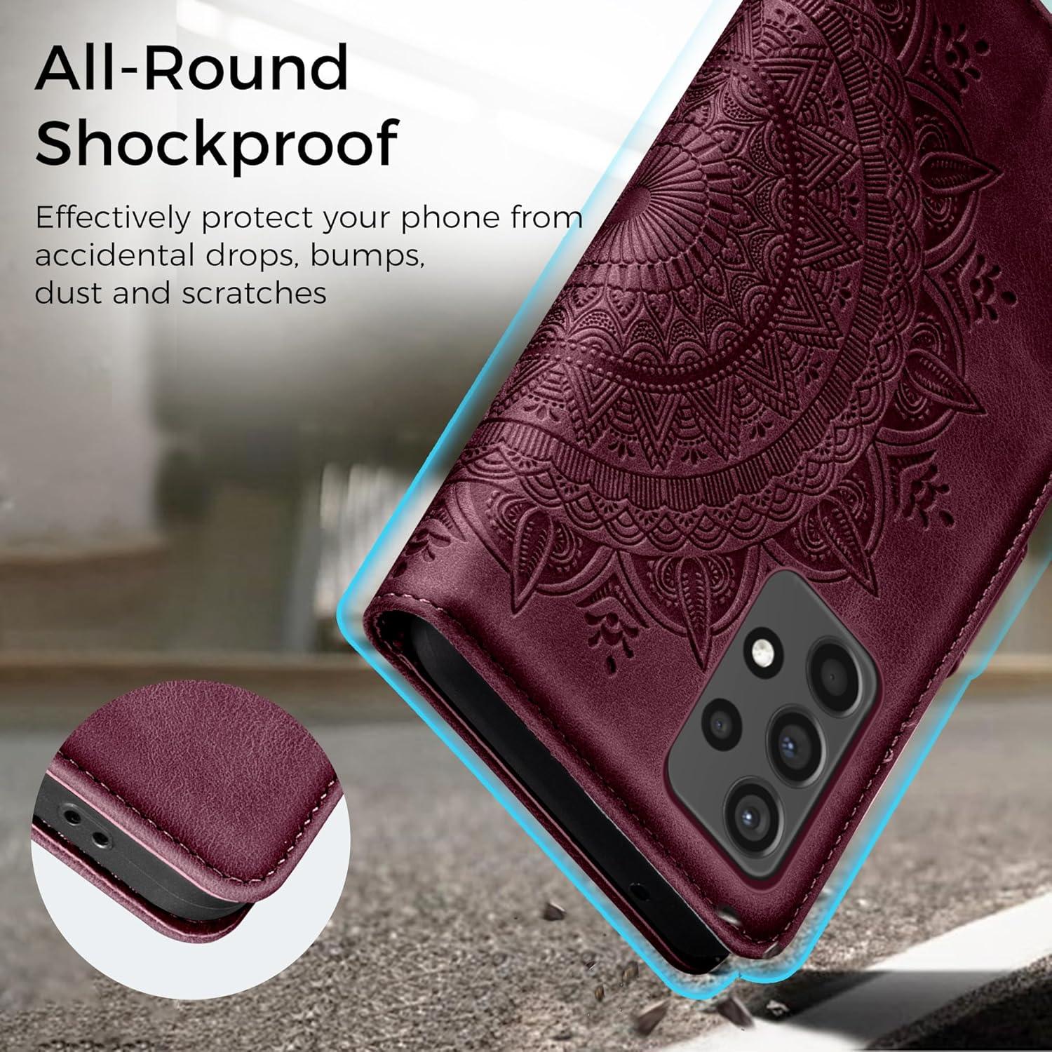 Handyhülle Samsung Galaxy A52S 5G Flip Leder Flipcase Weinrot