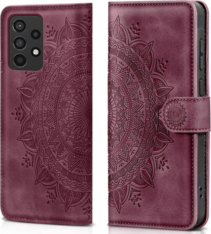 Samsung Galaxy A52S Handyhülle Flip PU Leder Wallet Case Weinrot
