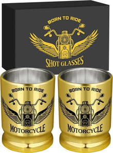 Motorrad-Schnapsgläser 2er-Set Geschenkbox