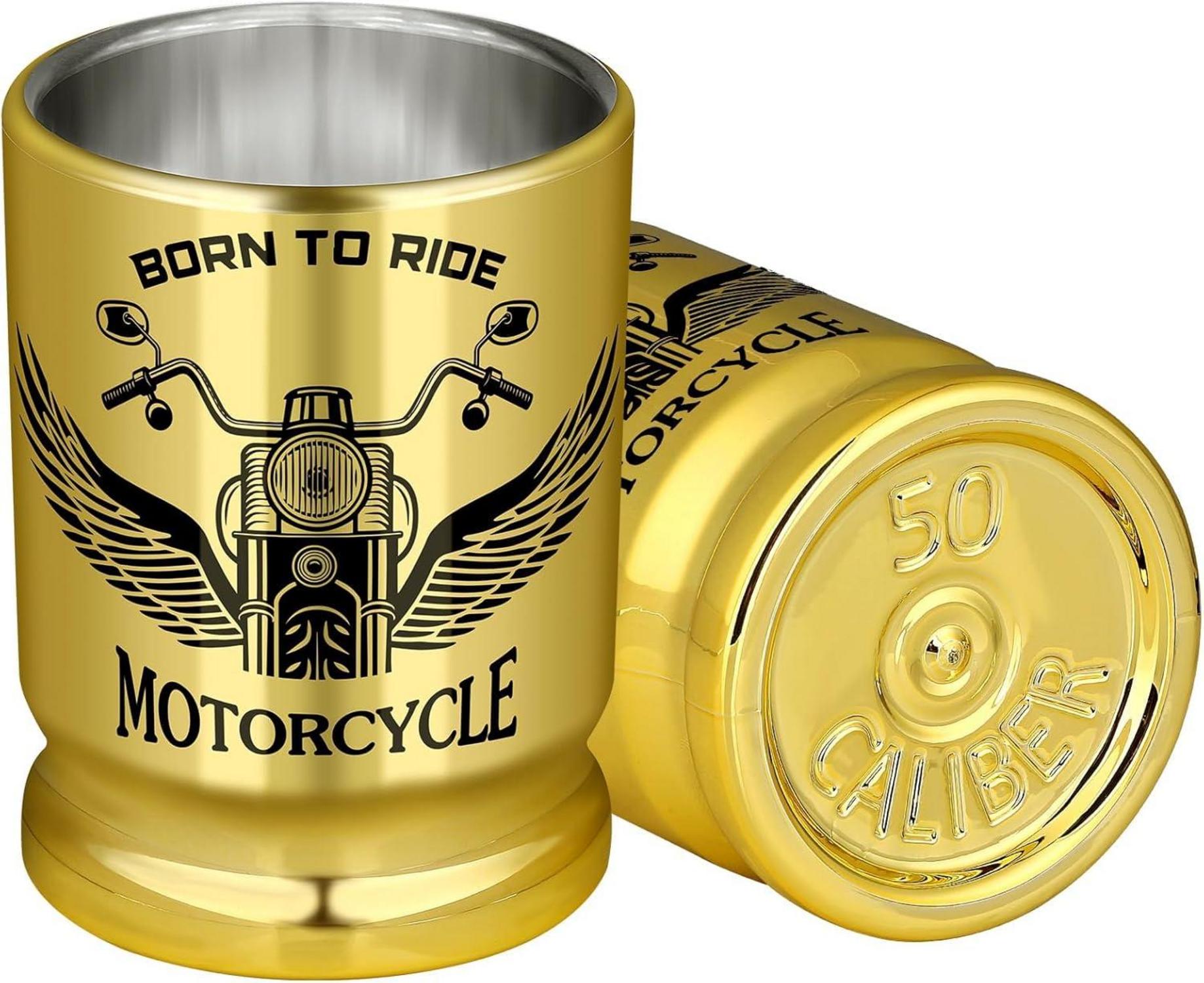 Motorrad-Schnapsgläser 2er-Set, Geschenkbox, 50-Kaliber Bullet Shot Becher