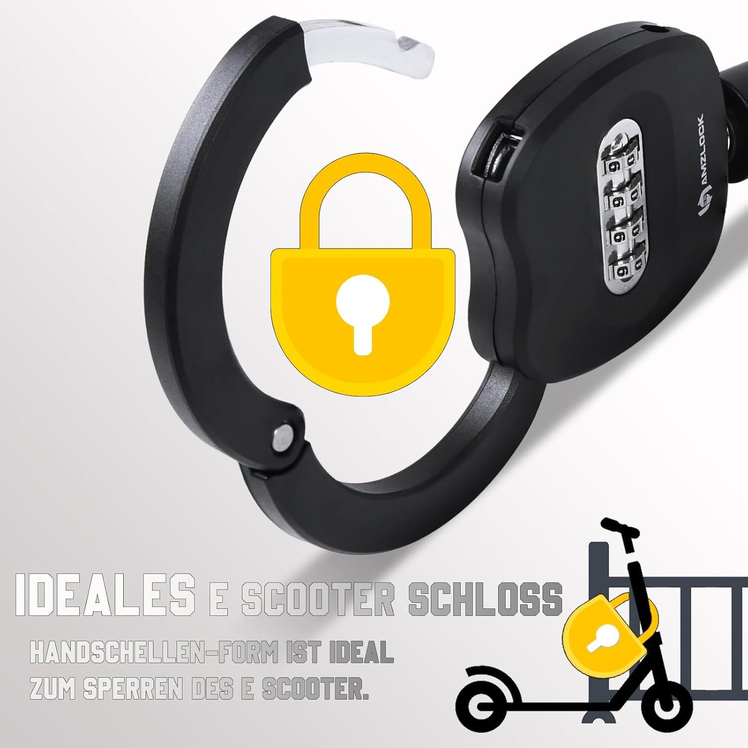 AMZLOCK E Scooter Schloss Zahlenschloss 65cm Gehärtete Stahlkette