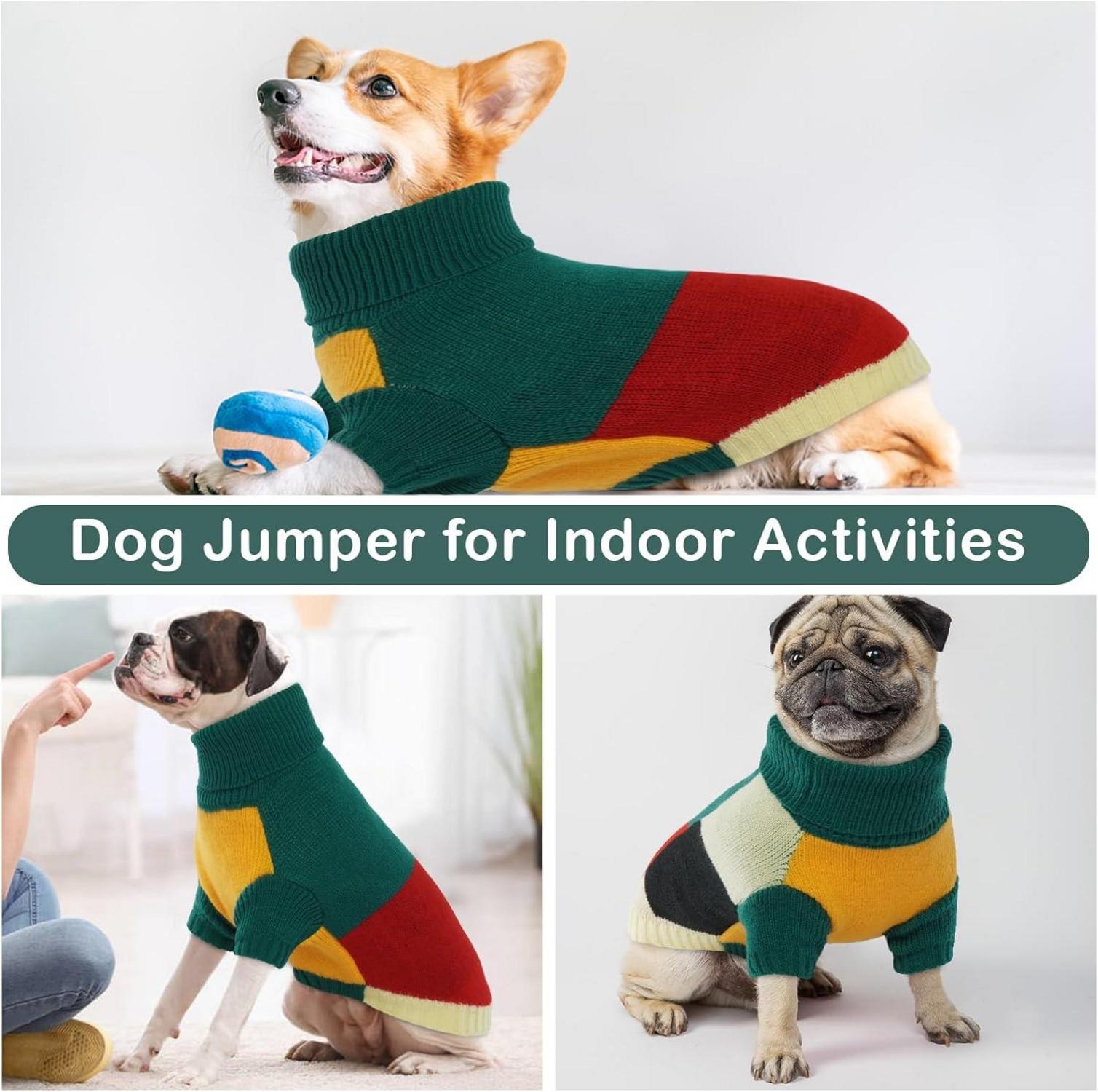 Hjumarayan Hundepullover XL Grün Rollkragen Beine Warm Geschirrloch