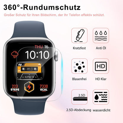 Schutzfolie für Apple Watch Series 7/8/9 41mm Panzerglas Displayfolie